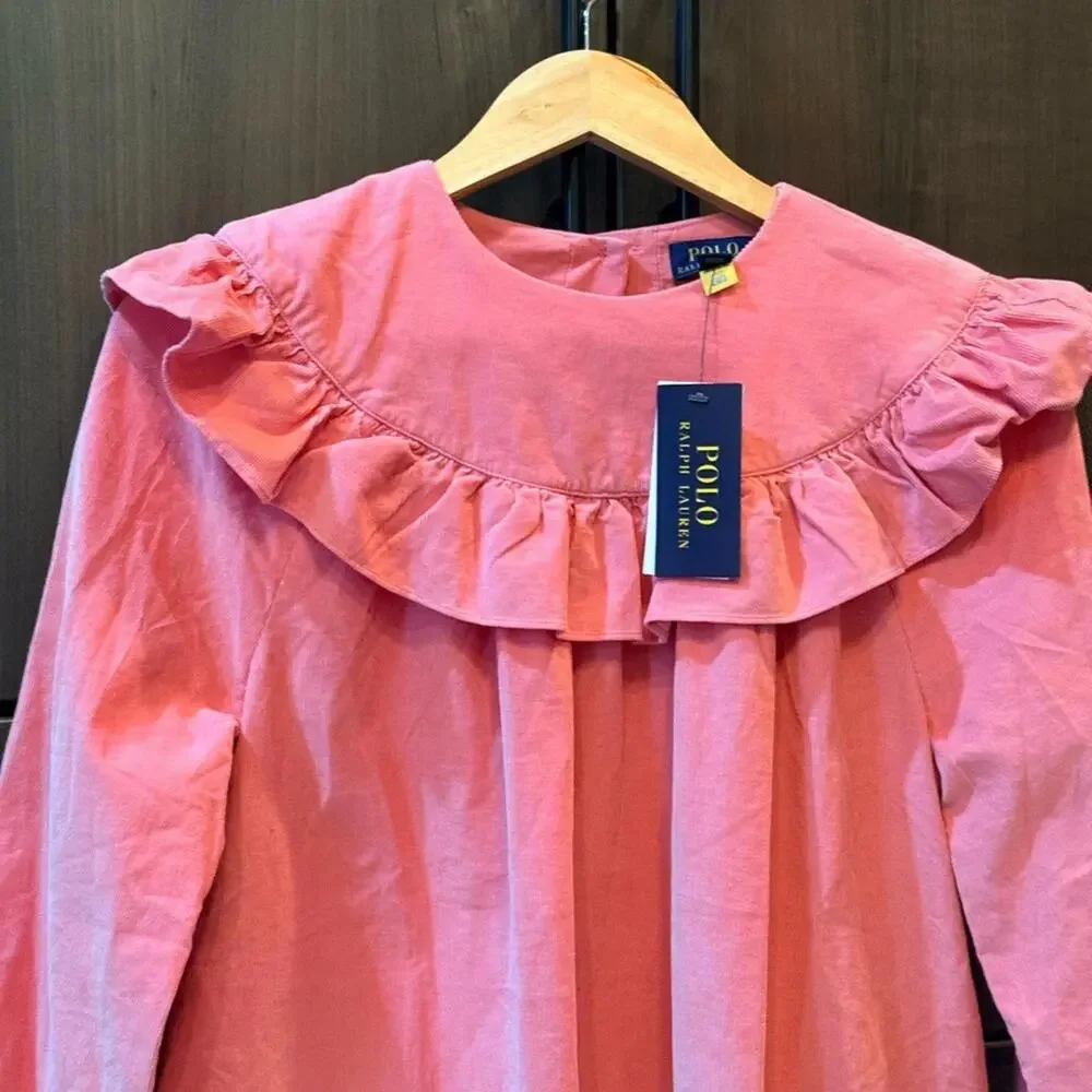 NWT Ralph Lauren Ruffled Cotton Corduroy Dress